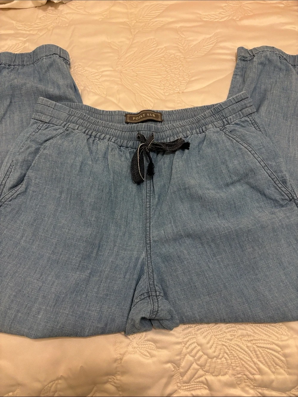 J. Crew Point Sur Light Blue Denim Cropped Jogger Pants